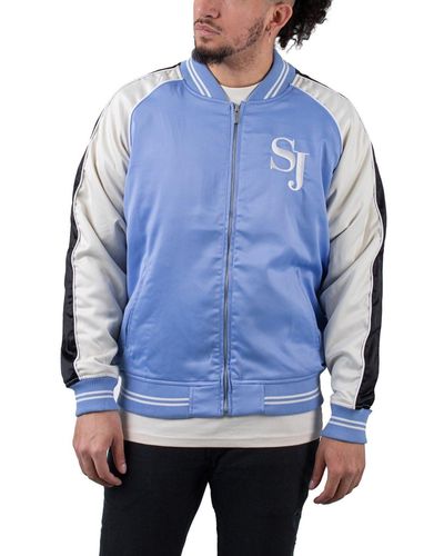 Sean John Collegejacke Monogram Logo Satin Souvenir Jacket - Blau
