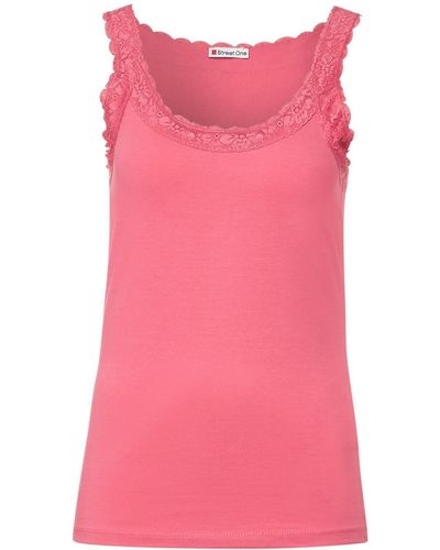 Street One T-Shirt QR top w. lace tape - Pink