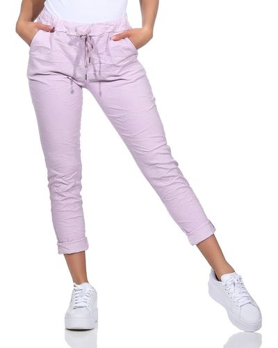 Aurela Damenmode Aurela mode Schlupfhose Sommerhose Chinohose leichte Schlupfhose Stretch-Jeans in modischen Sommerfarben - Lila