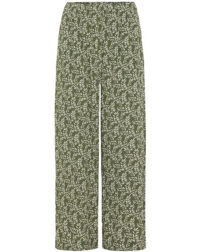 Hallhuber Stoffhose Leg Pants aus leichtem Viskose-Crêpe mit Risp - Grün