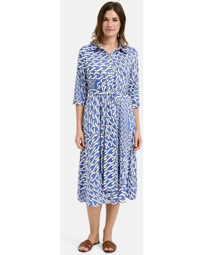 Milano Italy Sommerkleid DRESS WITH COLLAR AE PLACKET, 3/4 S - Blau