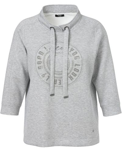 FRAPP Sweatshirt mit Allovermuster - Grau