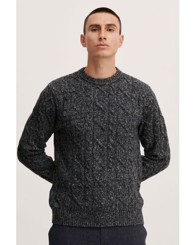 Casual Friday Strickpullover Karl 0044 crew neck cable knit 20504501 - Schwarz
