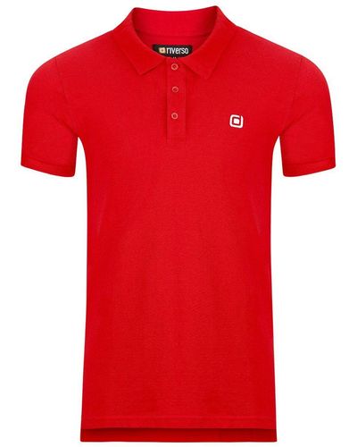 Riverso Poloshirt Polohemd RIVJohn Regular Fit (1-tlg) Basic Hemd aus 100% Baumwolle - Rot