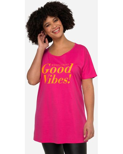 Angel of Style Rundhalsshirt T-Shirt Good Vibes Rundhals Halbarm - Pink