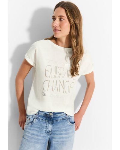 Cecil T-Shirt mit Wording - Weiß