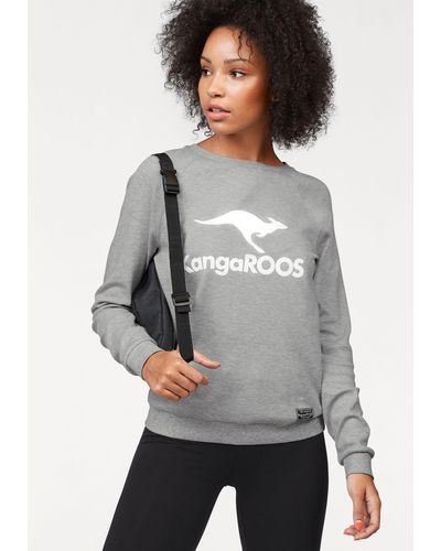 Kangaroos Sweater mit großem Label-Print vorne - Grau