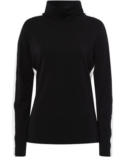 Tuzzi T-Shirt Pullover ESSENTIALS mit zierenden Kontraststreifen - Schwarz