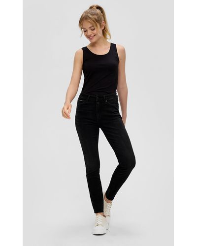 S.oliver 5-Pocket- Jeans Izabell / fit / High Rise / Skinny Leg Waschung, Kontrastnähte - Grau