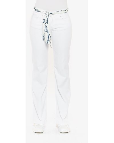 Le Temps Des Cerises Bequeme Jeans FLARE mit integriertem Bindeband - Weiß