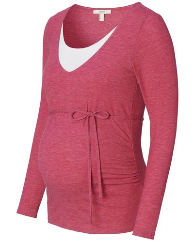 Esprit Maternity Umstandsshirt Longsleeve mit V-Ausschnitt - Pink