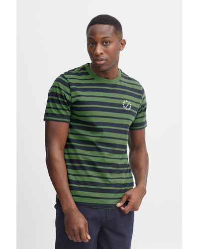 Casual Friday T-Shirt CFThor 0059 Y/D striped tee - Grün