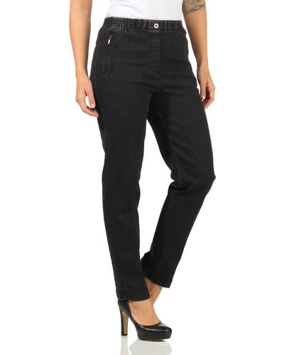 Aurela Damenmode Aurela mode Straight-Jeans Stretch Jeans Schlupfhose Kurzgröße Jeanshose Denim Größe 36 bis 54 - Schwarz