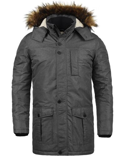 Solid Winterjacke SDOctavus lange Jacke mit abnehmbarer Kapuze und Kunstfellkragen - Schwarz
