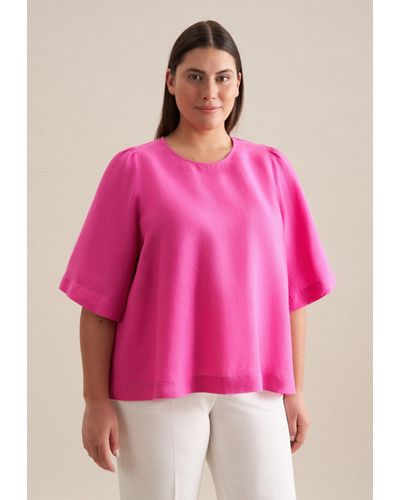 Seidensticker Shirtbluse Schwarze Rose Kurzarm Rundhals Uni - Pink