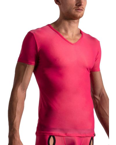 MANSTORE Shirt M2178 V-Neck Tee Low flamingo - Pink