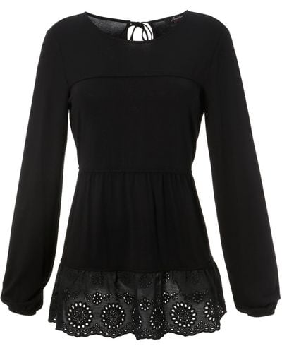 Aniston CASUAL Shirtbluse mit hochwertiger Spitze am Saum - Schwarz