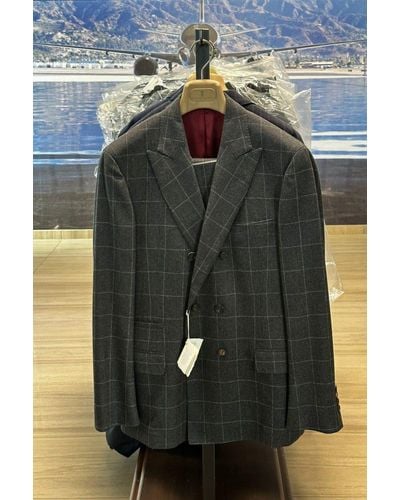 Brunello Cucinelli Double-Breasted Suit Zweireihiger Anzug Pants Wool - Schwarz