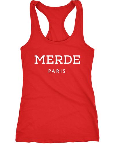 MoonWorks Tanktop Freches Tank-Top Shirt Merde Paris Racerback ® - Rot