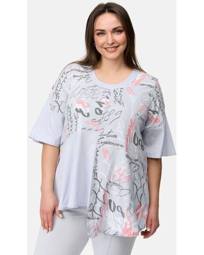 Kekoo Tunikashirt A-Linie Shirt Printmuster aus weichem Viskosestretch 'Vivid' - Weiß