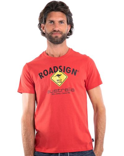 ROADSIGN australia T-Shirt Raute (, 1-tlg) mit Logo-Aufdruck und Rundhalsausschnitt, 100 % Baumwolle - Rot