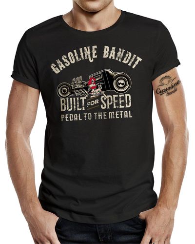 GASOLINE BANDIT® ® T-Shirt für Rockabilly Hot Rod Fans: Pedal to The Metal - Schwarz