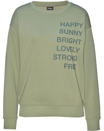 Buffalo Sweatshirt mit Statement Druck, Loungeanzug - Grün