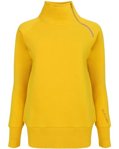 Elkline Sweatshirt Performance Stehkragen mit Reißverschluss und Seitentaschen - Gelb
