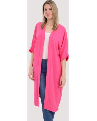 malito more than fashion Cardigan 2342 Kimono Sommer Strand Cover up mit extraweiten Ärmeln Einheitsgröße - Pink
