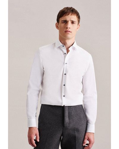 Seidensticker Businesshemd Slim Langarm Kentkragen Uni - Weiß