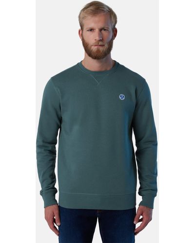 North Sails Fleecepullover Sweatshirt mit Logo-Aufnäher - Grün
