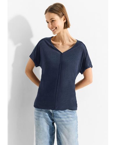 Cecil T-Shirt mit V-Ausschnitt - Blau