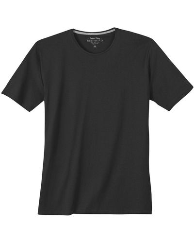 Redmond Rundhalsshirt Übergrößen Rundhals Basic T-Shirt schwarz