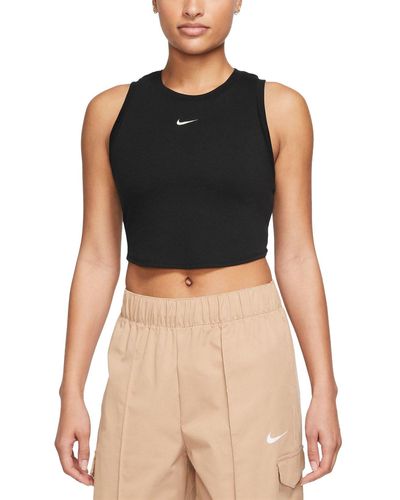 Nike Crop- Sportswear Essentials Ribbed Cropped Top - Schwarz