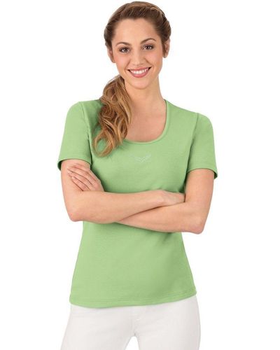 Trigema T-Shirt mit Kristallsteinen (1-tlg) - Grün