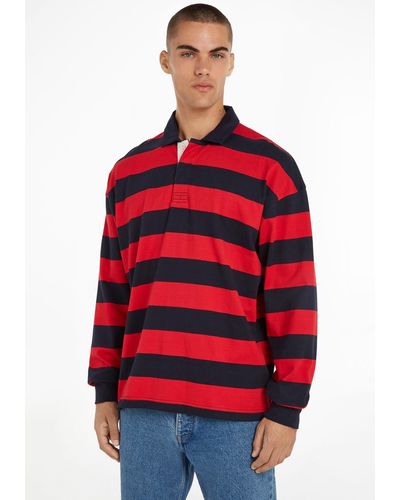 Tommy Hilfiger Sweater BLOCK STRIPED RUGBY im Streifendesign - Rot