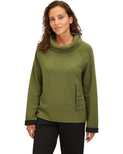 Betty Barclay Sweatshirt mit hohem Kragen (1-tlg) Glitzersteine - Grün