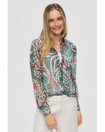 S.oliver Langarmbluse Bluse mit Allover-Print - Mehrfarbig