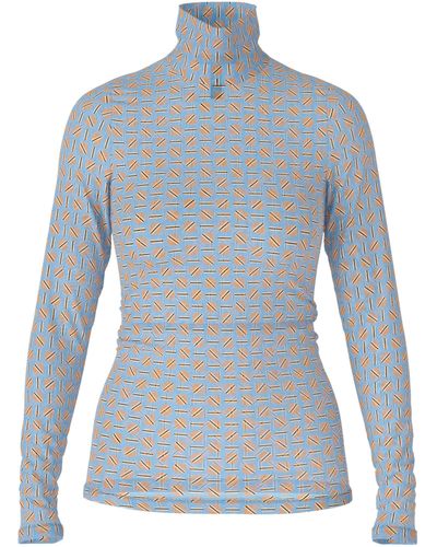 Marc Cain Figurnahes Rollkragen T-Shirt - Blau