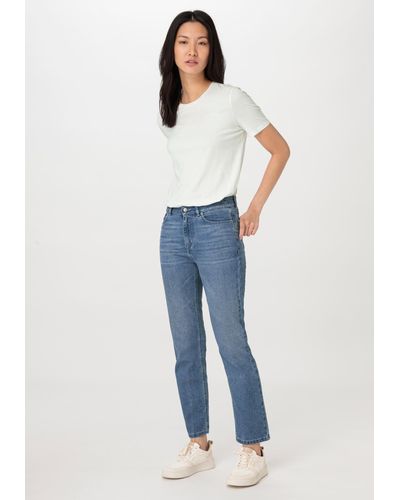HESSNATUR 5-Pocket-Jeans BEA High Rise Straight Cropped aus Bio-Denim (1-tlg) - Blau
