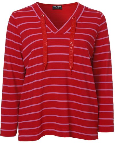 Via Appia Due Sportives Sweatshirt mit gestreiftem Allover-Muster - Rot