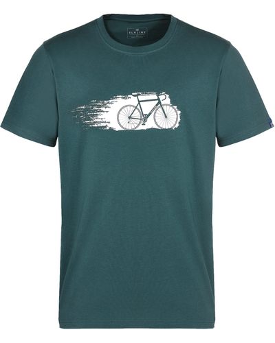 Elkline T- Switch Kurzarm Shirt Bike Fahrrad Print Baumwolle - Grün