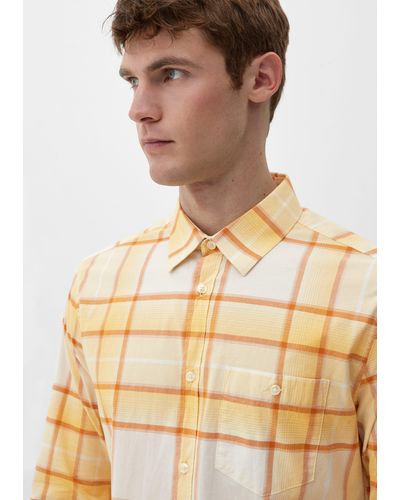 S.oliver Langarmhemd Kariertes Hemd aus Baumwollstretch - Natur