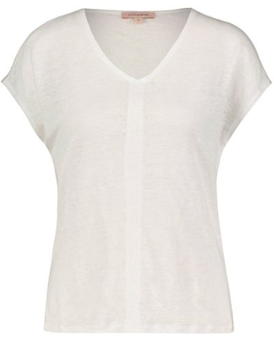 Kate Storm T-Shirt Leinenshirt Kurzarm (1-tlg) - Weiß