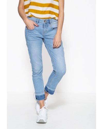 ATT Jeans ATT 5-Pocket-Jeans Zoe mit offenen Saumkanten und vorderer Passenabtrennung - Blau