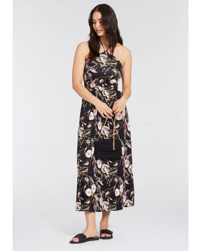 Laura Scott Maxikleid mit femininen Allover-Print - Schwarz