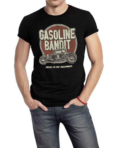 GASOLINE BANDIT® ® T-Shirt für Rockabilly Hot-Rod Racer Fans: Pedal to The Maximum - Schwarz