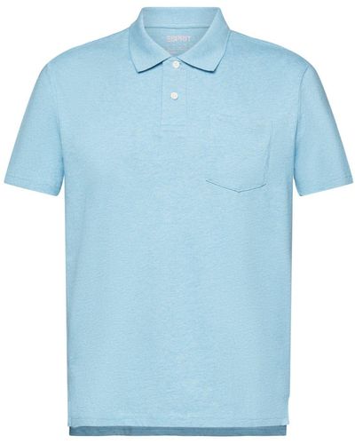Esprit Meliertes Poloshirt - Blau