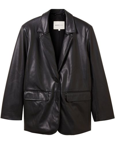 Tom Tailor Jackenblazer fake leather blazer - Schwarz