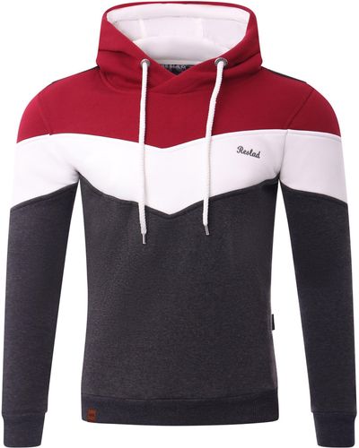 Reslad Hoodie Kapuzenpullover RS-1008 (1-tlg) Winter-Pullover Kapuzensweatshirt Pulli Sweater - Rot